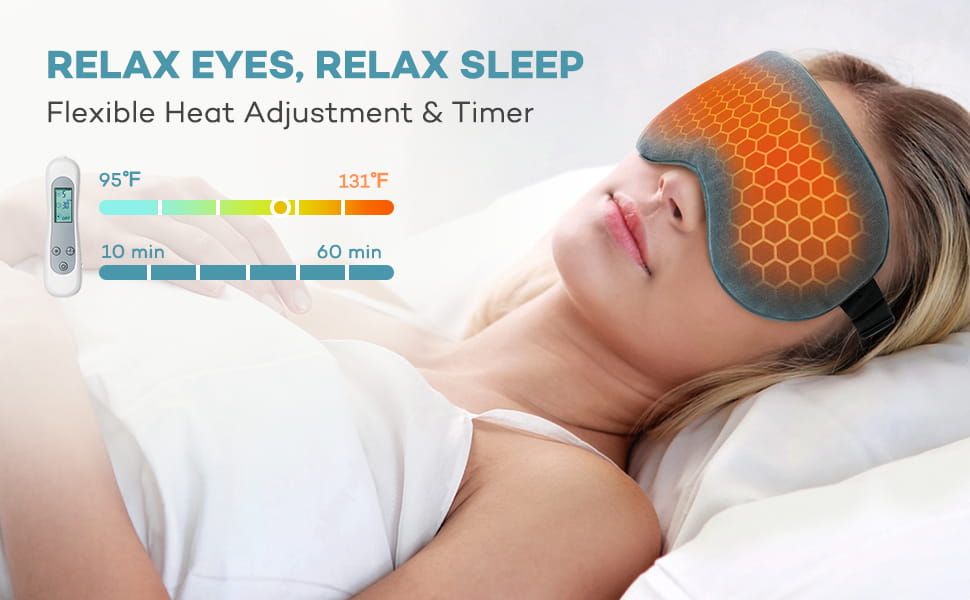 Heated Eye Mask for Dry Eyes Stress Relief Sleep Mask for Men Women